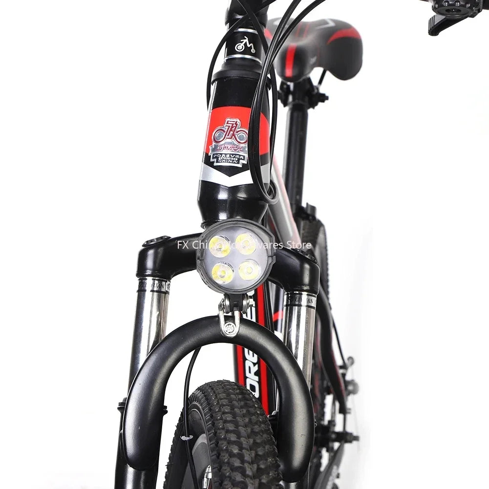 E-Bike Horn Light Electric Bicycle 4 LED Headlight 12W Waterproof 2 in 1 Horn and Light Switch Bicycle Flashlight Peaceful Pleasures Health and Wellness