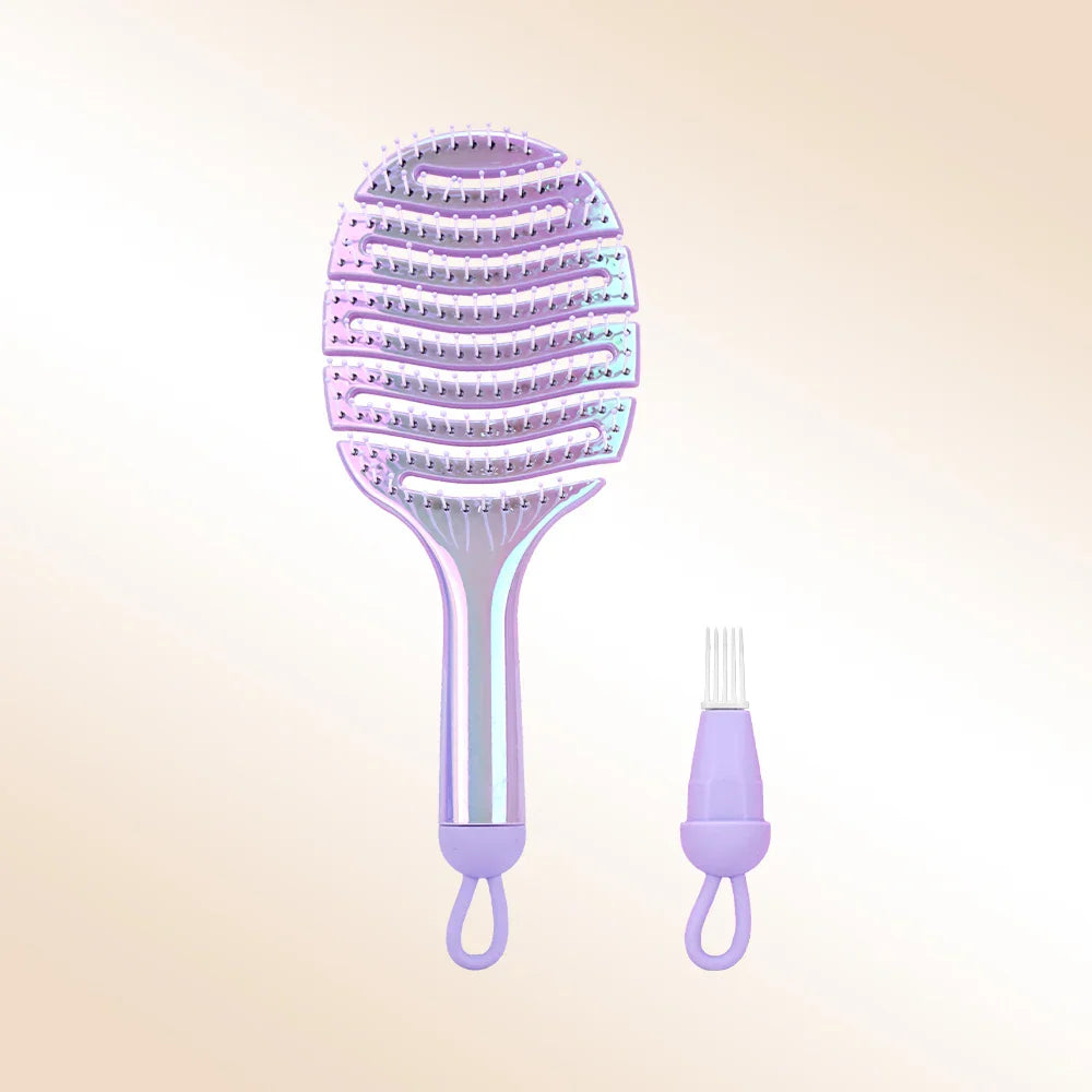 Iridescent Crescent Moon Detangling Hairbrush & Scalp Massager