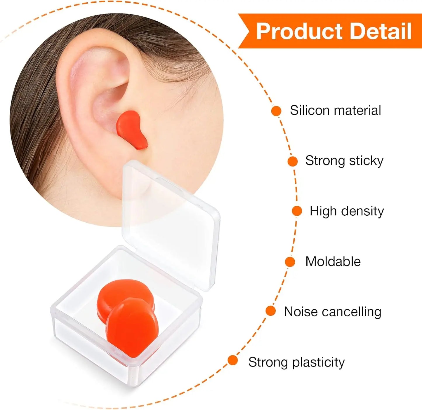 12-Pack Reusable Moldable Silicone Earplugs – Sleep, Swim & Study