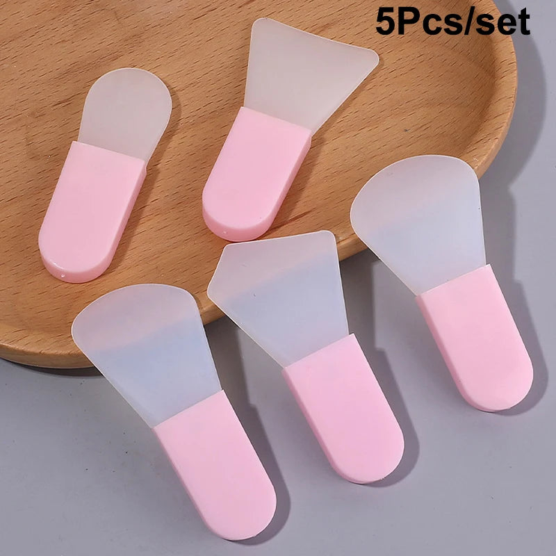 5Pcs Silicone Facial Mask Brush Face&Eye Cream Mud Mask Applicator Scraper Face Cleanse Brushes Travel Portable Skin Care Tools Peaceful Pleasures Health and Wellness 5pcs Pink
