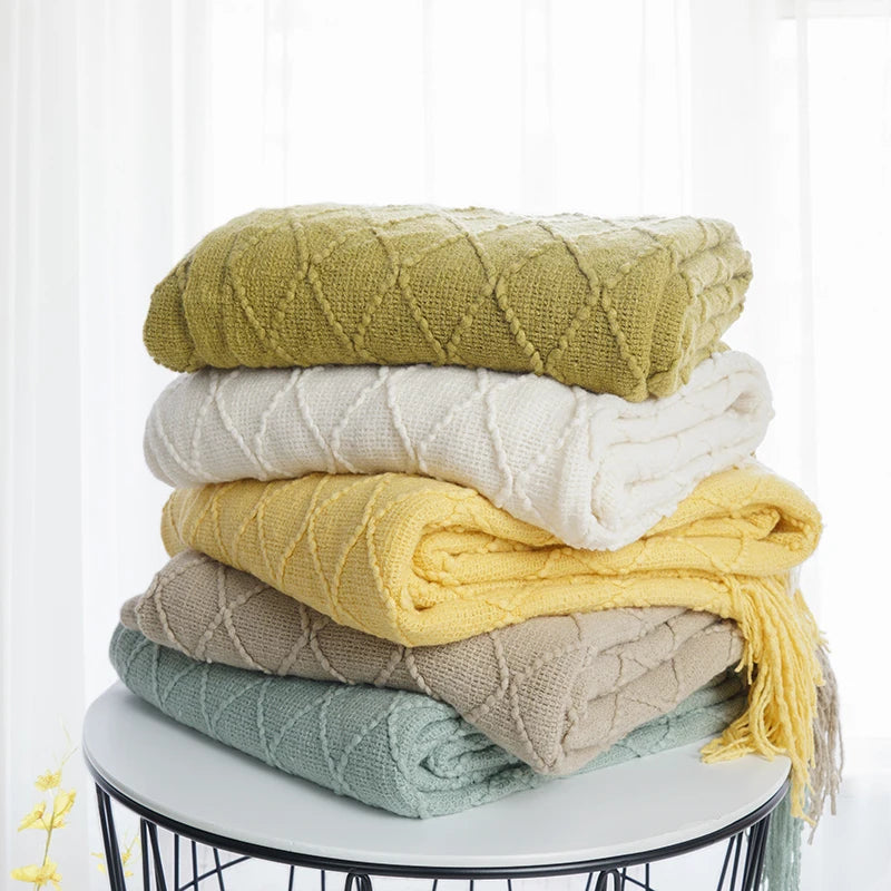 Battilo Plaid Knitted Throw Blanket Soft Woven Throws Sofa Blanket Bedspread On The Bed Green Decorative Blankets Spring Decor Peaceful Pleasures Health and Wellness