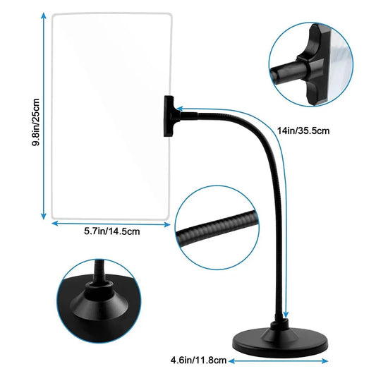 Desktop Magnifying Glass 4X with Bracket, Extra Large Elderly and Presbyopia Reading and Viewing Phone Amplifier Peaceful Pleasures Health and Wellness black