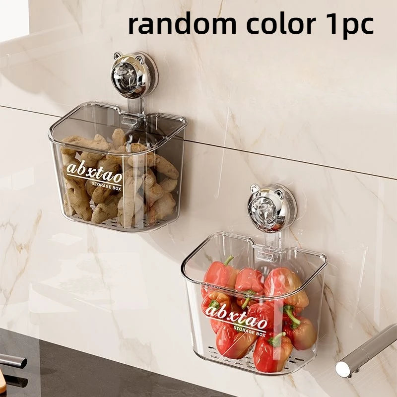 1PC Non perforated storage basket rotating suction cup easy to install storage box kitchen and bathroom storage multifunctional Peaceful Pleasures Health and Wellness random color 1pc