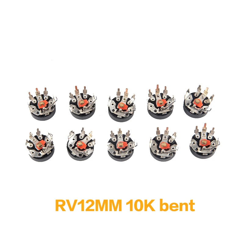 10Pcs/set Straight Angle Radio Potentiometer RV12MM B103 B10K B503 B50K Power Amplifier Volume Potentiometer With Switch Peaceful Pleasures Health and Wellness 10K bent 10pcs