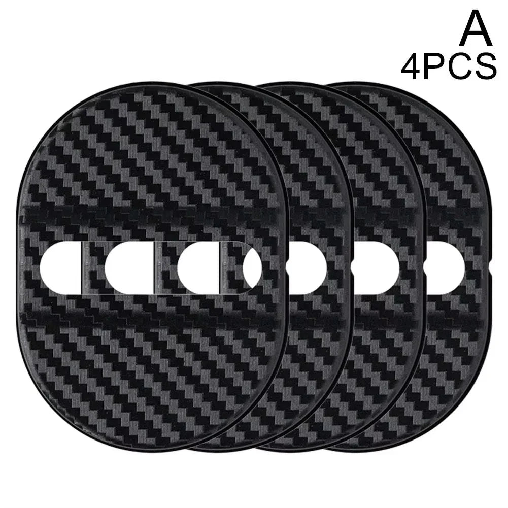 4Pcs Carbon Fiber Door Lock Covers | Peel & Stick Car Protectors
