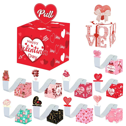 Valentine's Day Cash Pull Money Box with Greeting Card – Pink & Red Cash Pull Gift Box Peaceful Pleasures Health and Wellness