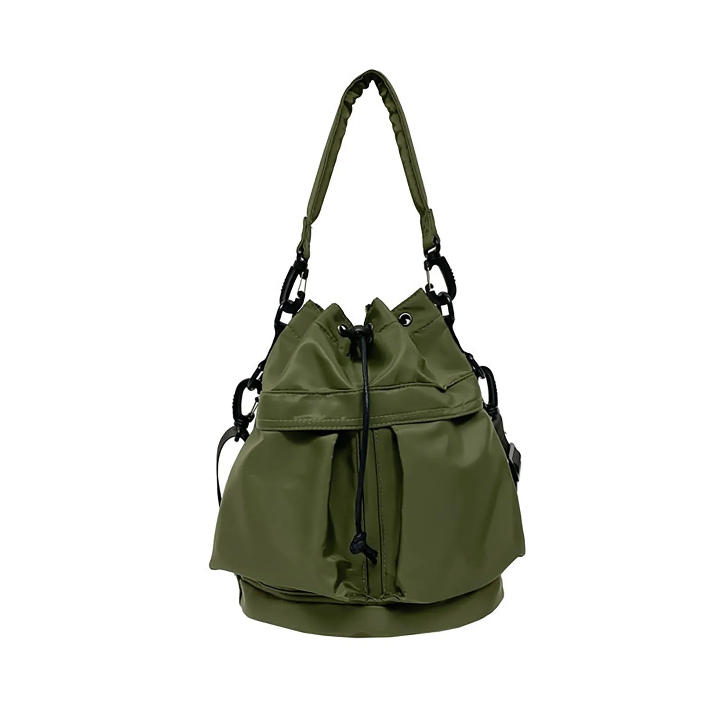 Fashion Women Shoulder Bag Nylon Women Large Capacity Casual Handbag Drawstring Crossbody Bag Tote Bag UNISEX Gifts for Lady Peaceful Pleasures Health and Wellness army green