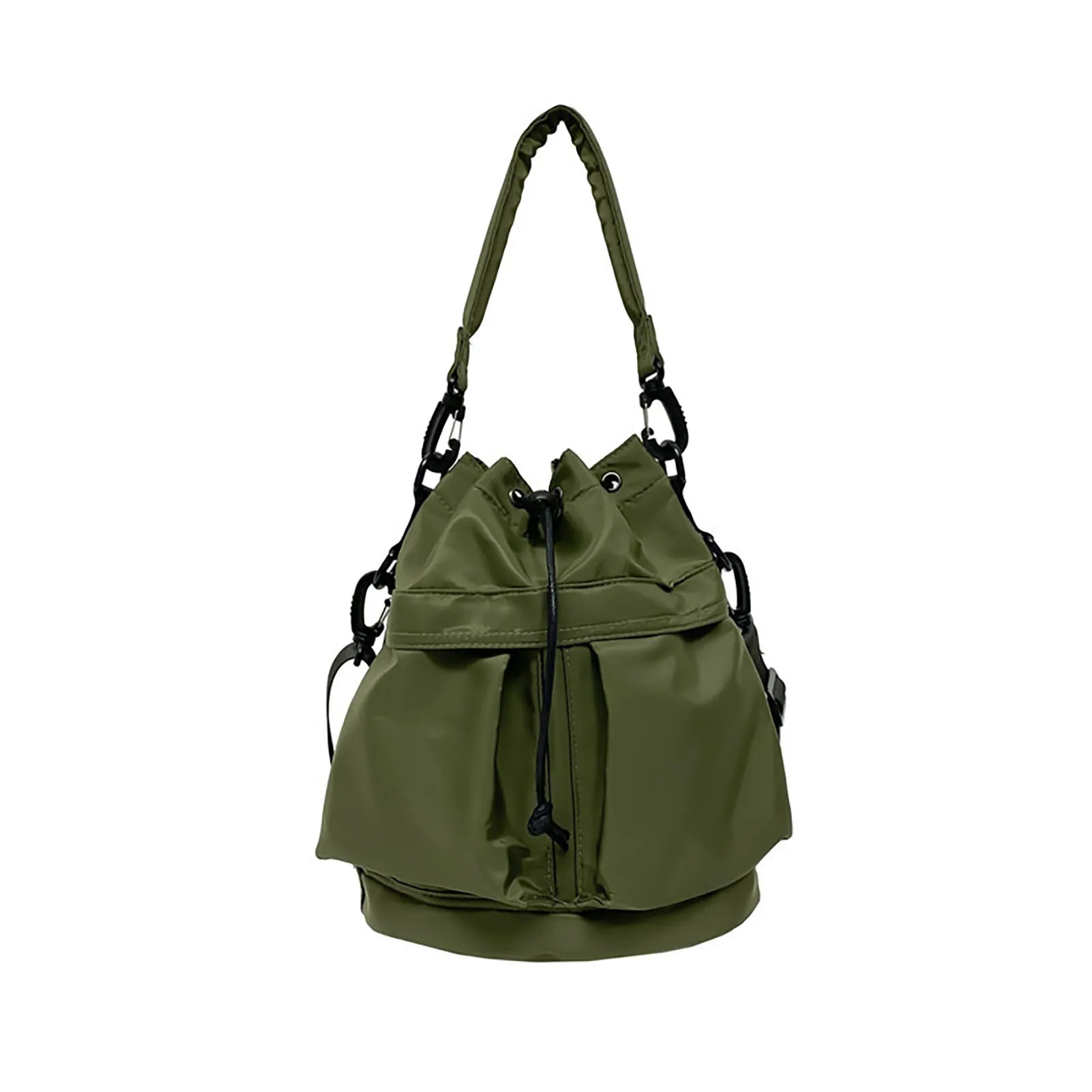 Fashion Women Shoulder Bag Nylon Women Large Capacity Casual Handbag Drawstring Crossbody Bag Tote Bag UNISEX Gifts for Lady Peaceful Pleasures Health and Wellness army green
