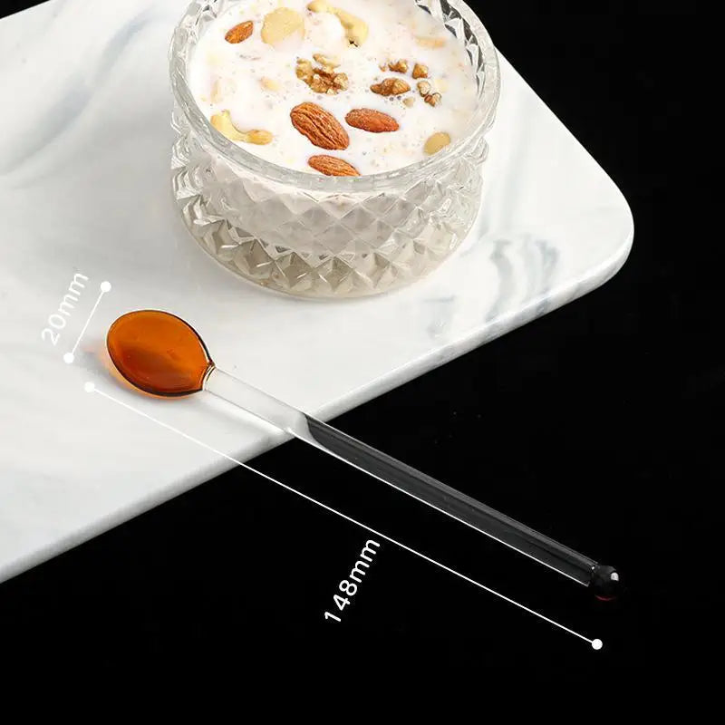Colorful Glass Stirring Spoons – Long Handle, Heat Resistant
