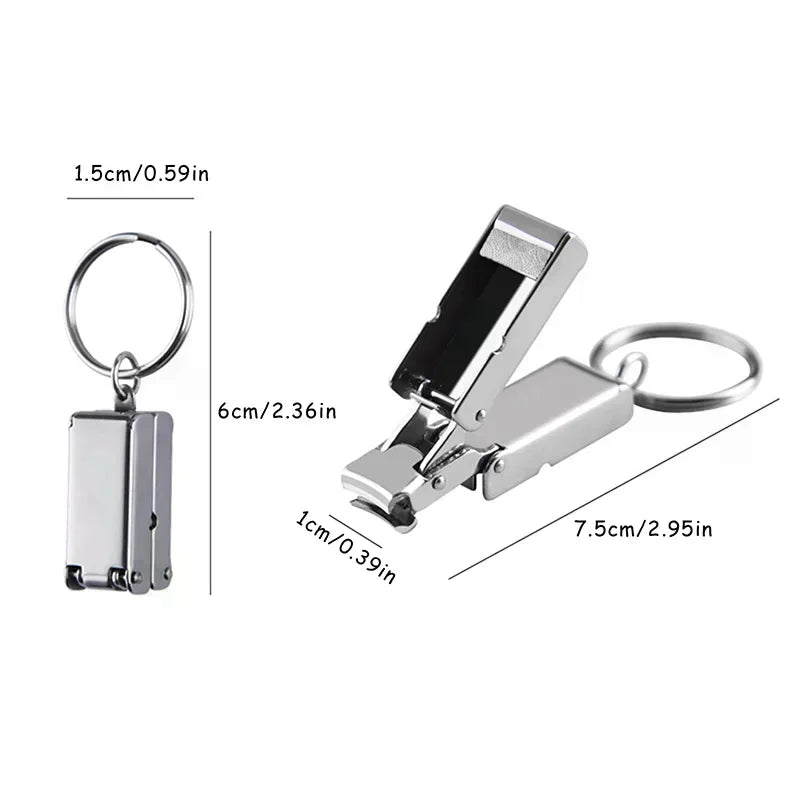 1pc Stainless Steel Mini Folded Nail Clipper With Key Ring Handle Rotary Nail Clipper Nail Accessories And Tools Small Scissors Peaceful Pleasures Health and Wellness