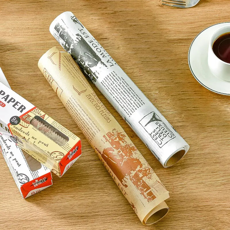 Oil-absorbing Paper Roll for Baking Or Meal Mat With Slide Cutter Easy to Cut &Nonstick 8M Cooking Paper for Bread Kitchen Tool Peaceful Pleasures Health and Wellness Multicolor