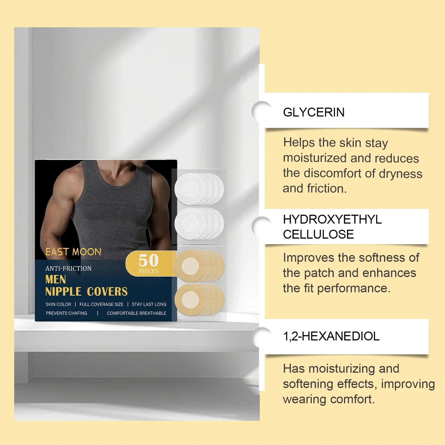 Men's Waterproof Nipple Cover Stickers – 50 Pack Sports Patches