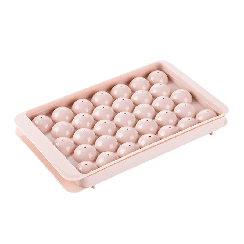 3D Round Ice Cube Tray With Lid Plastic Diamond Spherical Style Ice Mold DIY Mould Ice Ball Maker Kitchen Tools ice cube mold Peaceful Pleasures Health and Wellness 1pc pink