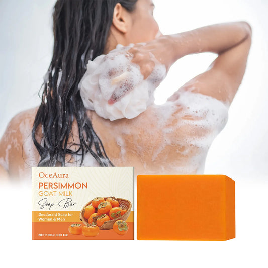 OceAura Persimmon Goat Milk Soap Bar – Face & Body 100g Nourishing Soap Bar Peaceful Pleasures Health and Wellness