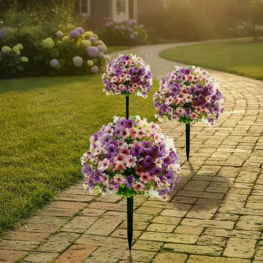 Artificial Violet Flower Topiary Stake – Fade-Proof Garden Decor Artificial Flower Stake Peaceful Pleasures Health and Wellness