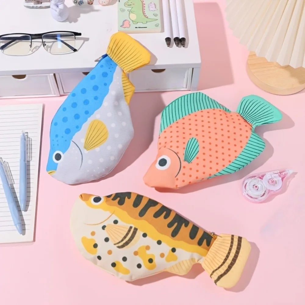 Pufferfish Back-To-School Stationery Bag Pen Bag Deep-Sea Fish Fish Pencil Case Desktop Storage Aesthetic Peaceful Pleasures Health and Wellness