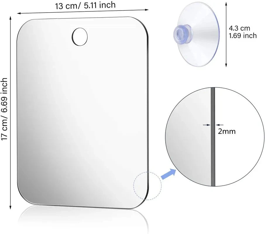 6" Acrylic Travel Shower Mirror | Suction Cup Wall Mount