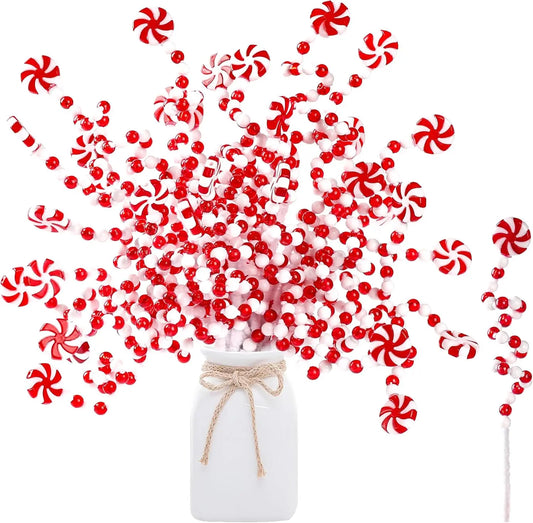 Christmas Candy Cane Curly Picks – Red & White Xmas Ornaments Christmas Tree Pick Oasis Select