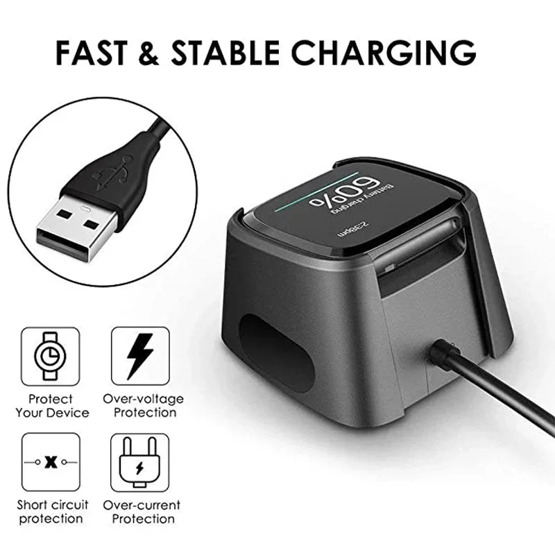 USB Charger Cable Adapter for Fitbit Versa 1/Versa 2 Smart Watch Charging Adapter Dock Accessories for Fitbit Versa Lite Peaceful Pleasures Health and Wellness