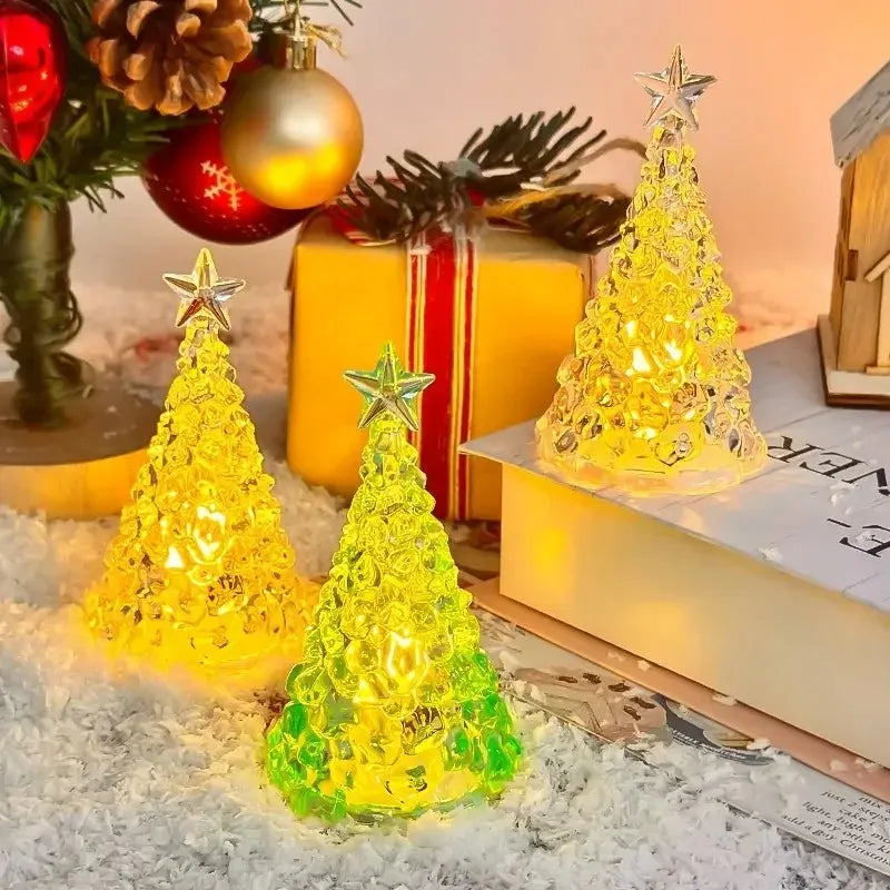 Crystal Christmas Tree Night Light | Battery Powered Star Design