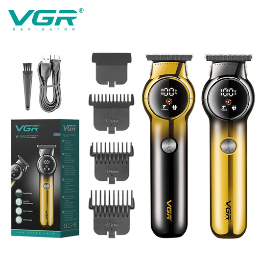 VGR 989 Men's Hair Clipper Gradient Color Body Hair Trimmer USB Dual Use Pusher Powerful LED Intelligent Digital Display Pusher Peaceful Pleasures Health and Wellness
