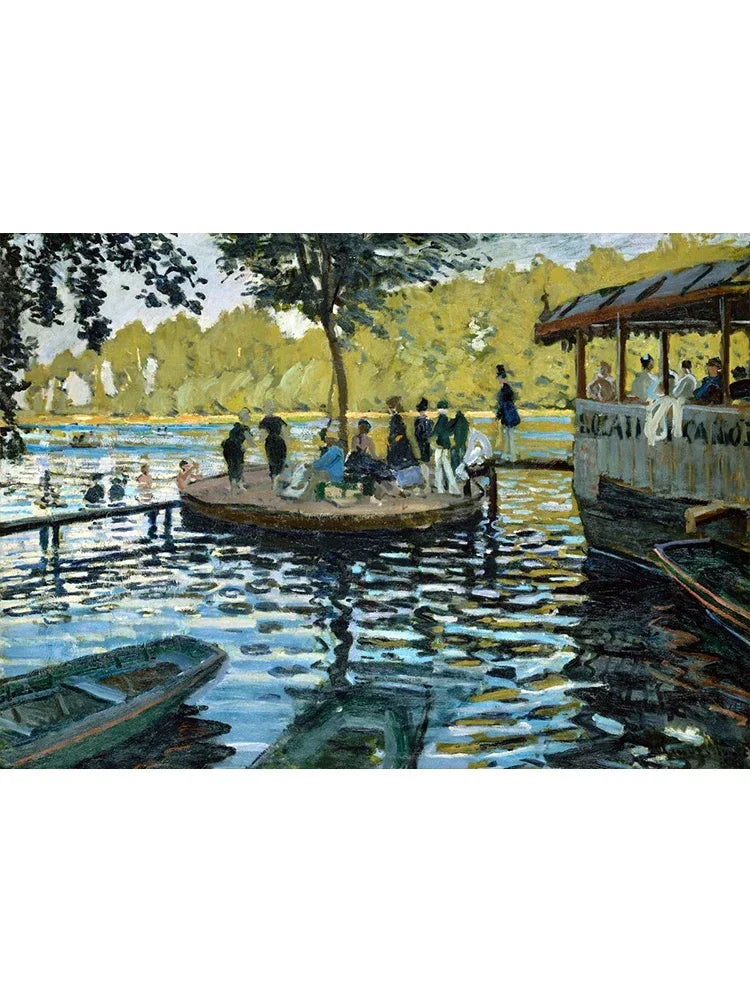 Claude Monet Exhibition Posters Canvas Oil Painting Garden Boat Lake Landscape Nature Landscape Wall Room Home Decor Peaceful Pleasures Health and Wellness K 40x60cm Unframed