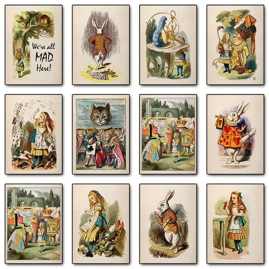 Wonderland Retro Fairy Tale Canvas Wall Art for Kids Room Canvas Wall Art Poster Peaceful Pleasures Health and Wellness