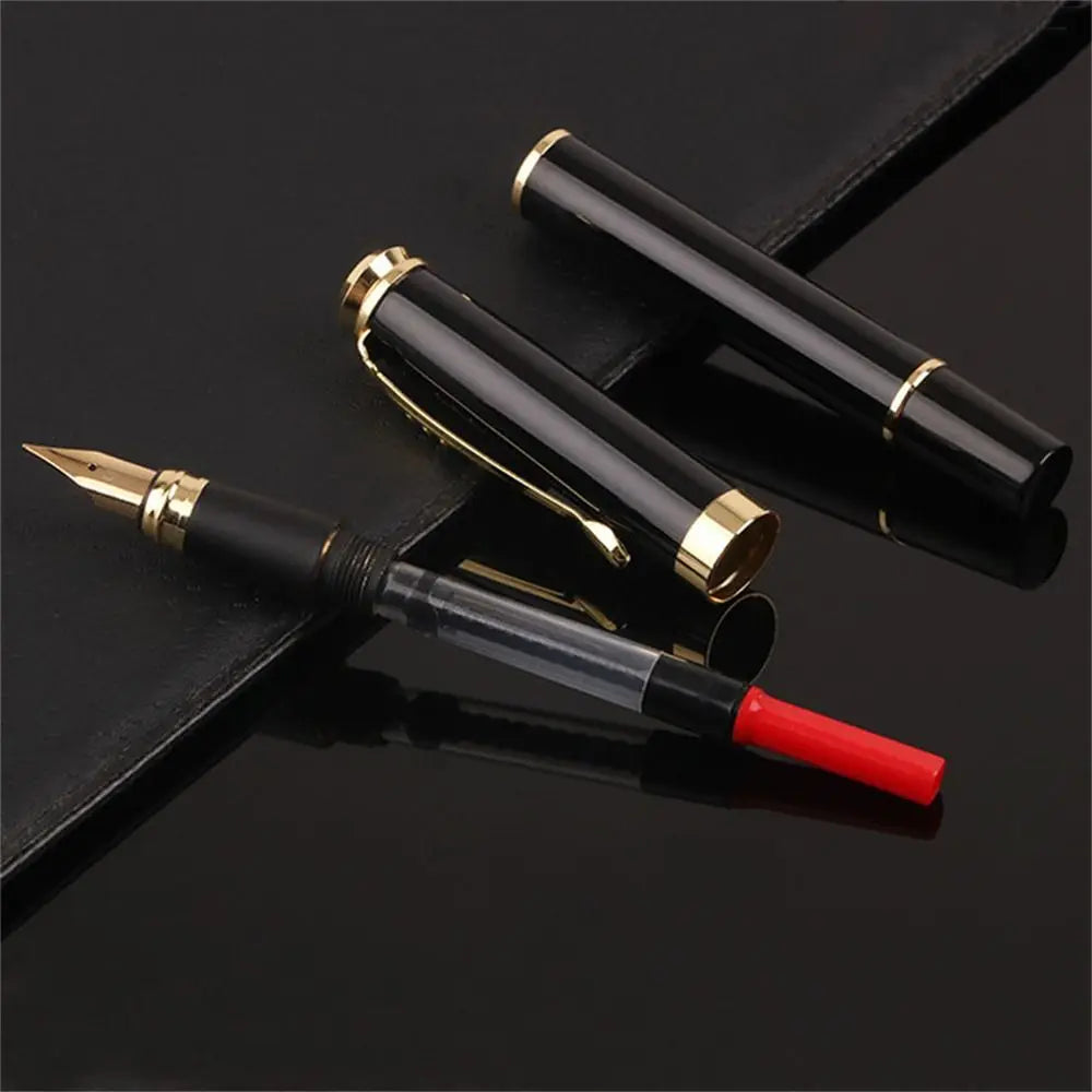 School Supplies Calligraphy Fountain Pen Golden Trim Drawing Business Fountain Pen Black 0.38mm Writing Ink Pen Gift Pen Peaceful Pleasures Health and Wellness