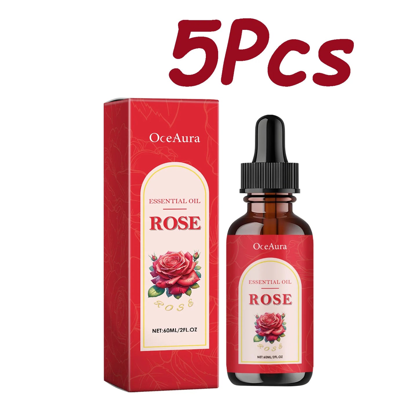 Rose & Vitamin C Body Oil – Deep Moisturizing Skin Softener Peaceful Pleasures Health and Wellness 5Pcs 60ml Boxed