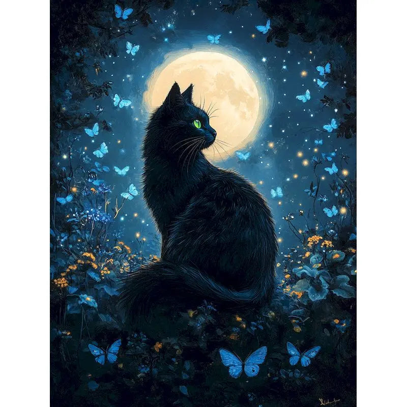 Black Cat Paint by Numbers Kit | DIY Canvas Wall Art 60x75cm