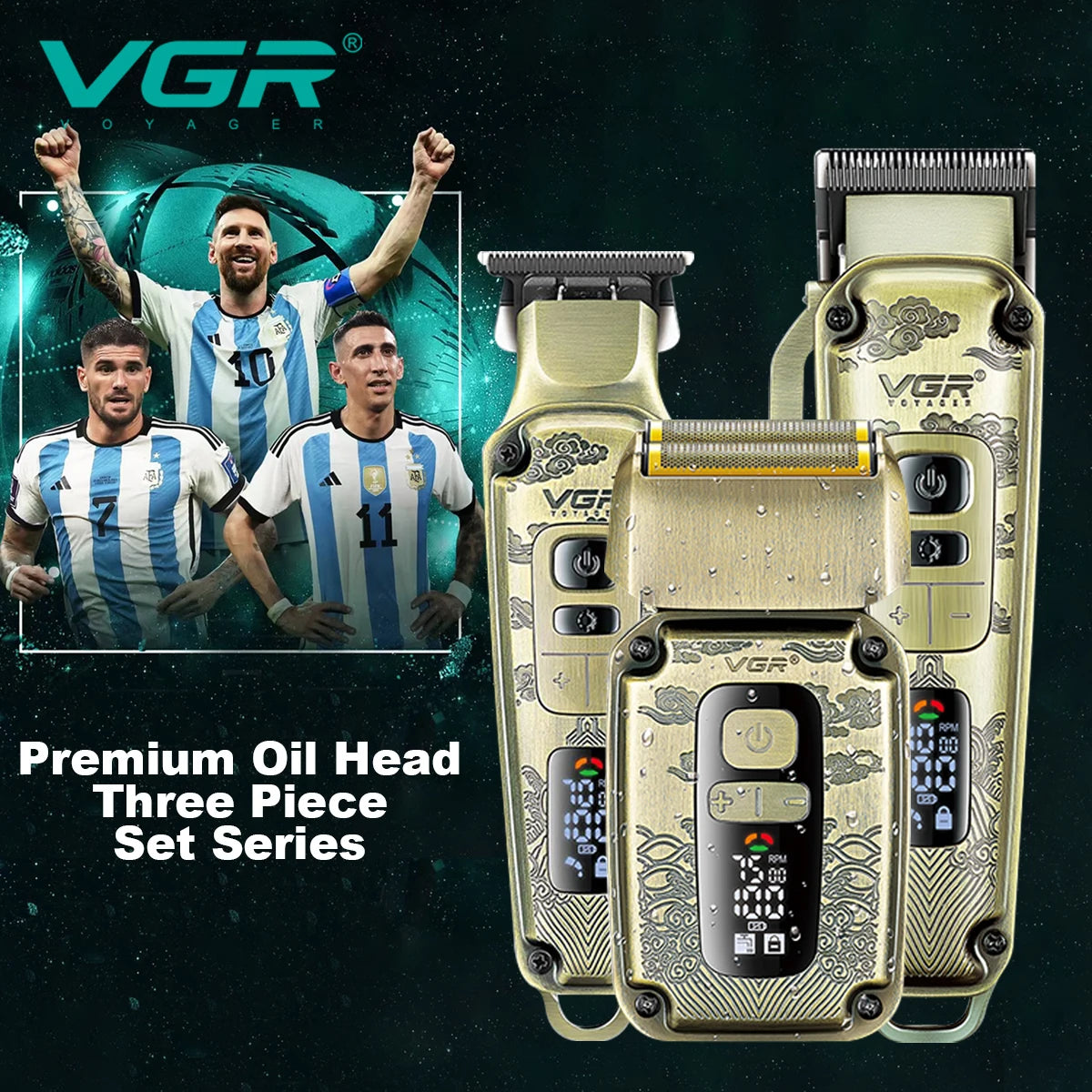 VGR Men's Retro Boutique Haircutting Sculpture Push Cutting Hairdressing Salon Home Oil Head Haircutting Full Body Hair Trimming Peaceful Pleasures Health and Wellness