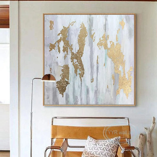 New High Quality Gold Foil Mural Wall Art Canvas Oil Painting Light Luxury Home Decor Handmade Acrylic Abstract Hanging Poster Peaceful Pleasures Health and Wellness