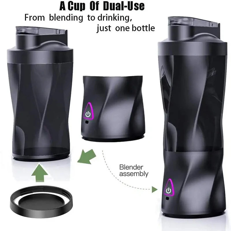 Built-in Battery 6-leaf Cutter Head USB Charging Silent Motor Automatic Cleaning Portable Fruit Juicer Electric Juicer Peaceful Pleasures Health and Wellness