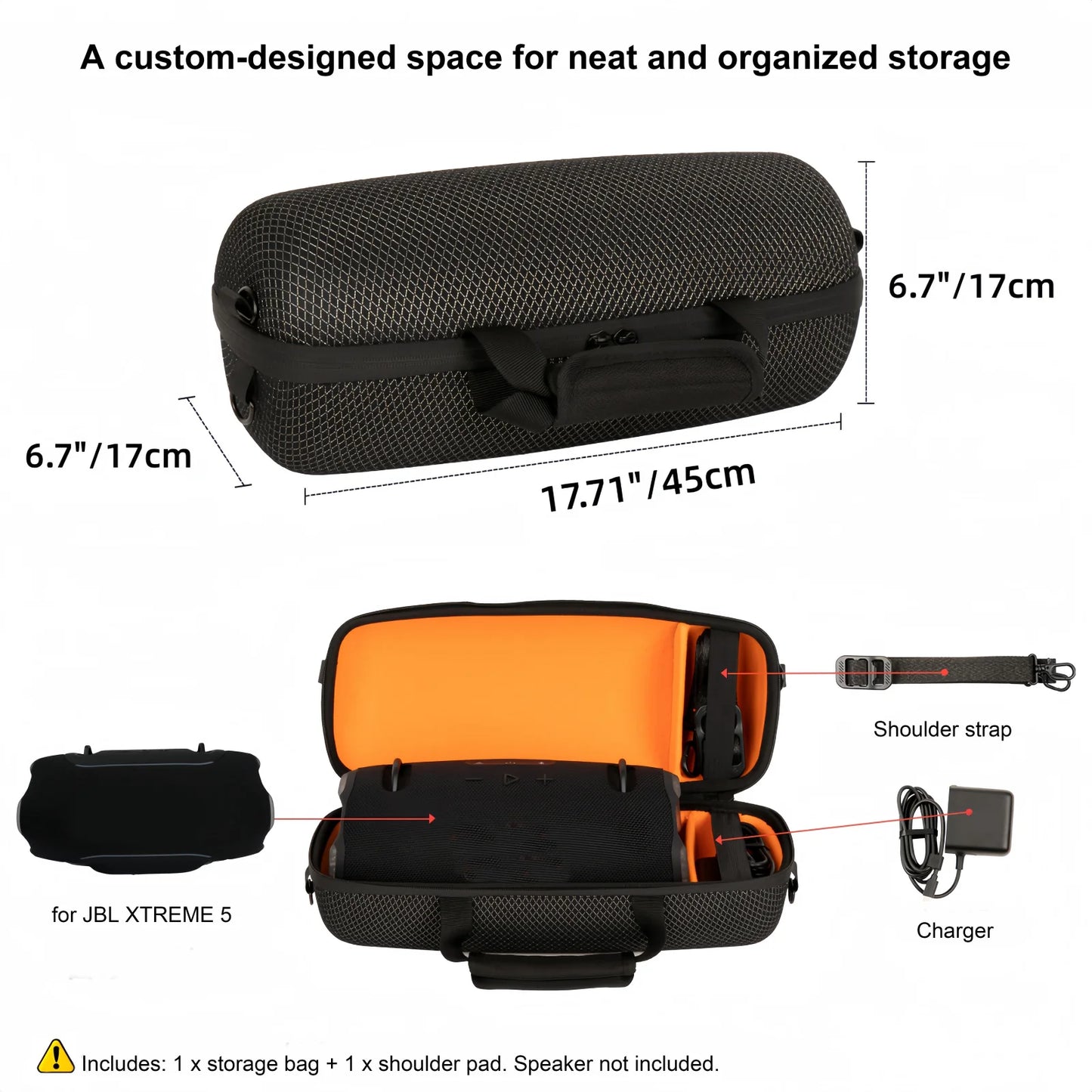 Triple-Layer Drop Protection For JBL XTREME 5 Carrying Case Hard EVA Shockproof Waterproof Portable Bag With Shoulder Pad Peaceful Pleasures Health and Wellness Default Title