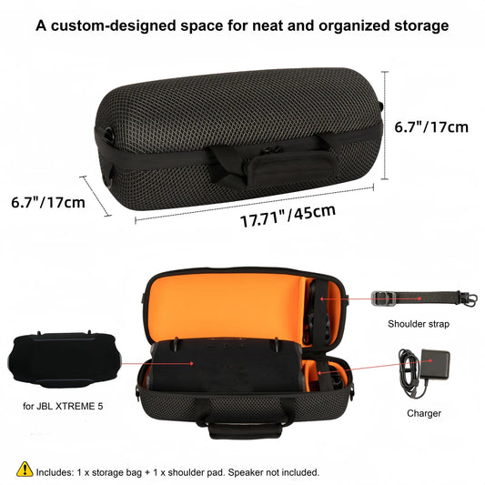 Triple-Layer Drop Protection For JBL XTREME 5 Carrying Case Hard EVA Shockproof Waterproof Portable Bag With Shoulder Pad Peaceful Pleasures Health and Wellness Default Title