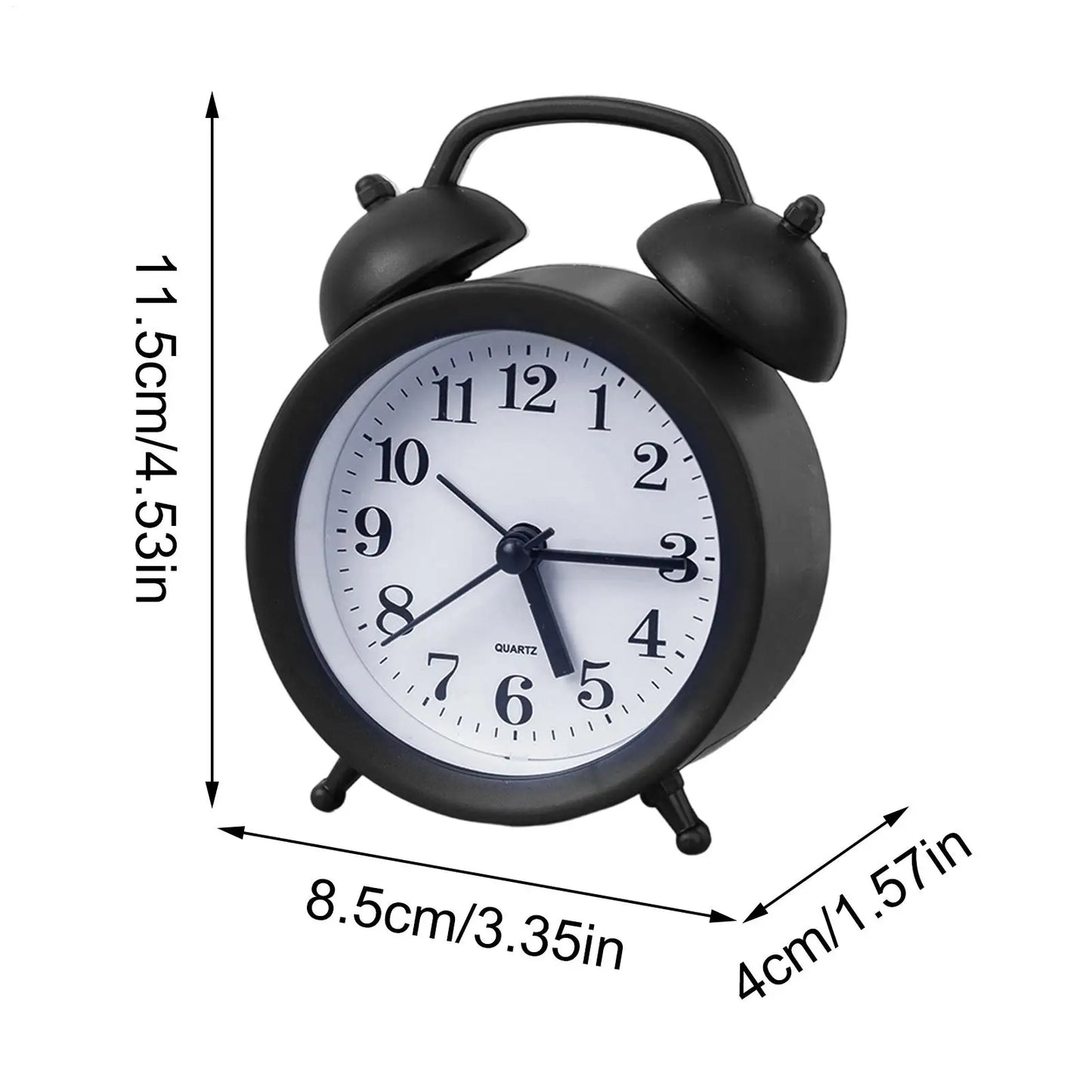 Retro Double Bell Silent Analog Alarm Clock – Desk & Bedside