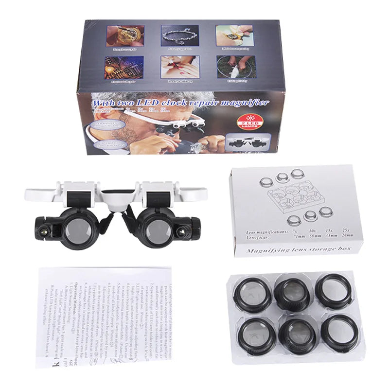 Magnifying Glasses Led Light Lamp Head Loupe Jeweler Headband Magnifier Eye Glasses Optical Glass Tool Repair Reading Magnifier Peaceful Pleasures Health and Wellness