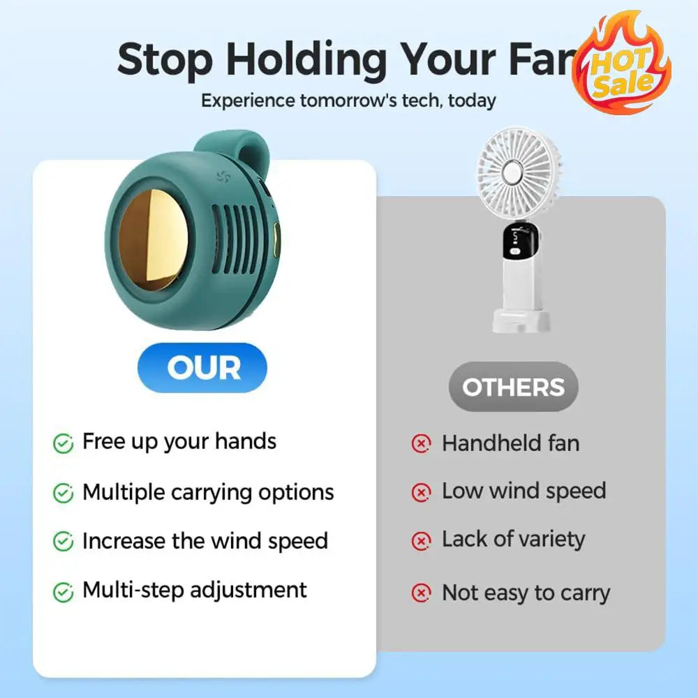 Portable Mini Bladeless Clip-On Fan USB-C Rechargeable 3-Speed