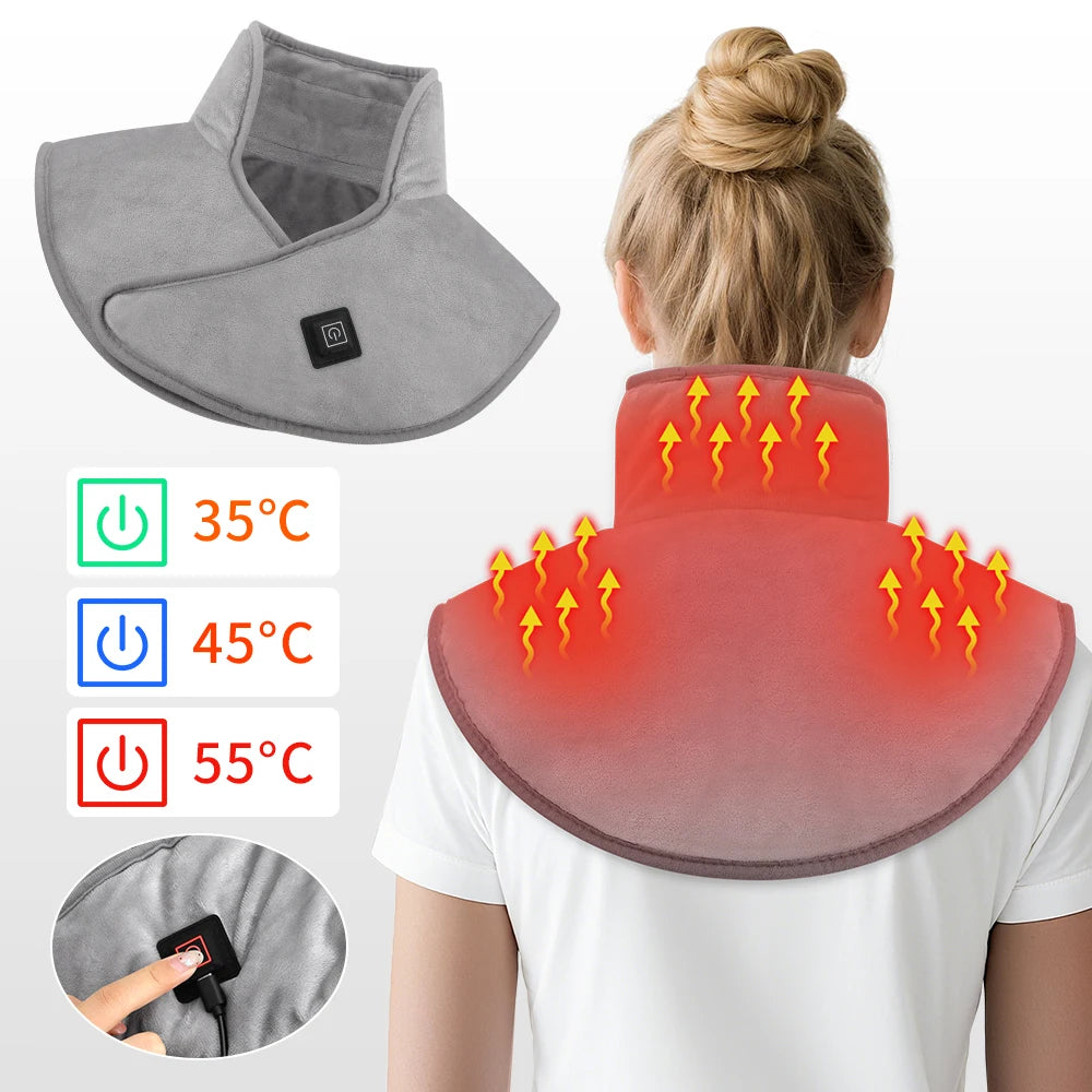 Electric Heating Shoulder Neck Pad Winter Soft Hot Compress Back Shawl Thermal Mat USB Heated Back Wrap Office Warmer Blanket Peaceful Pleasures Health and Wellness