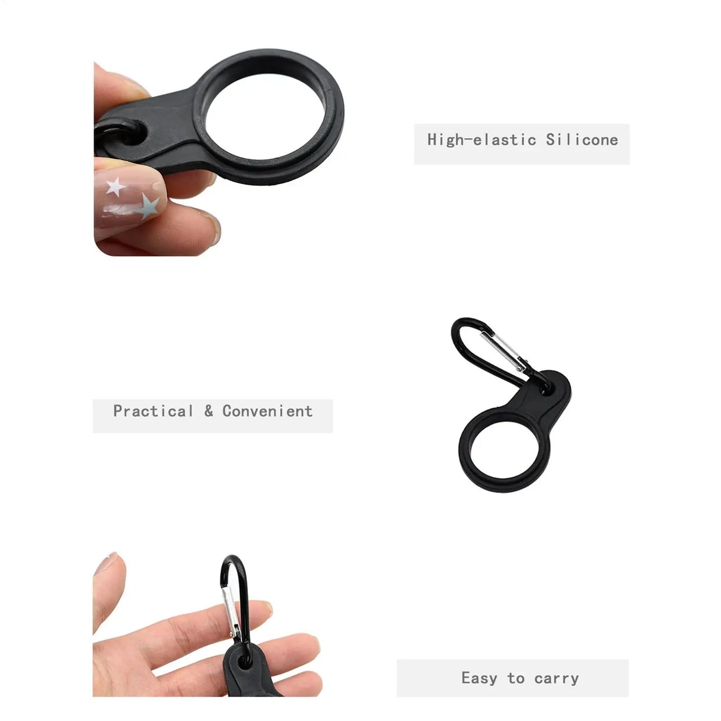 Silicone Water Bottle Clip Carabiner | Non-Slip Backpack Holder
