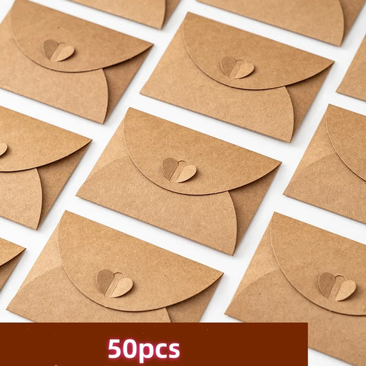Bview Art Vintage Love Letter Heart Clasp Kraft Envelopes Paper Peaceful Pleasures Health and Wellness 50pcs