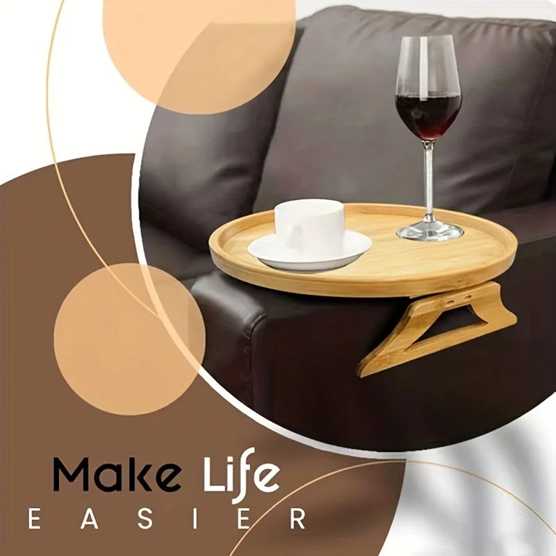 Wooden Clip-On Sofa Armrest Tray | Snacks, Drinks & Remotes