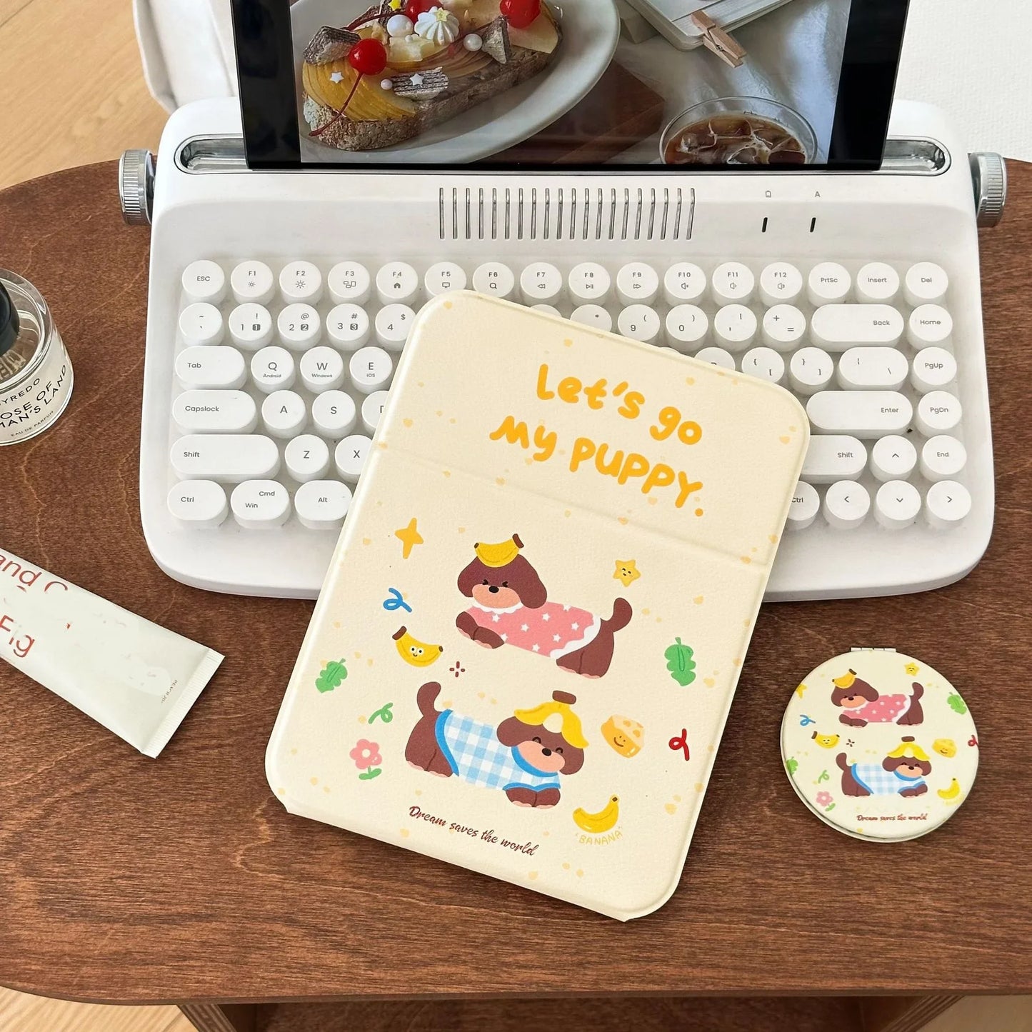 Kawaii Puppy Makeup Mirror – Foldable Portable Desk Mirror