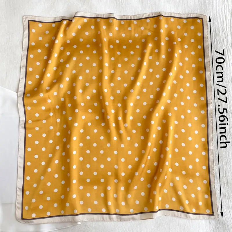 Square Scarf Women Polka Dot Square Scarf Silk Like Lightweight Fashion Shawl Wrap Hijab Bandana Hair Accessory Gift Peaceful Pleasures Health and Wellness yellow