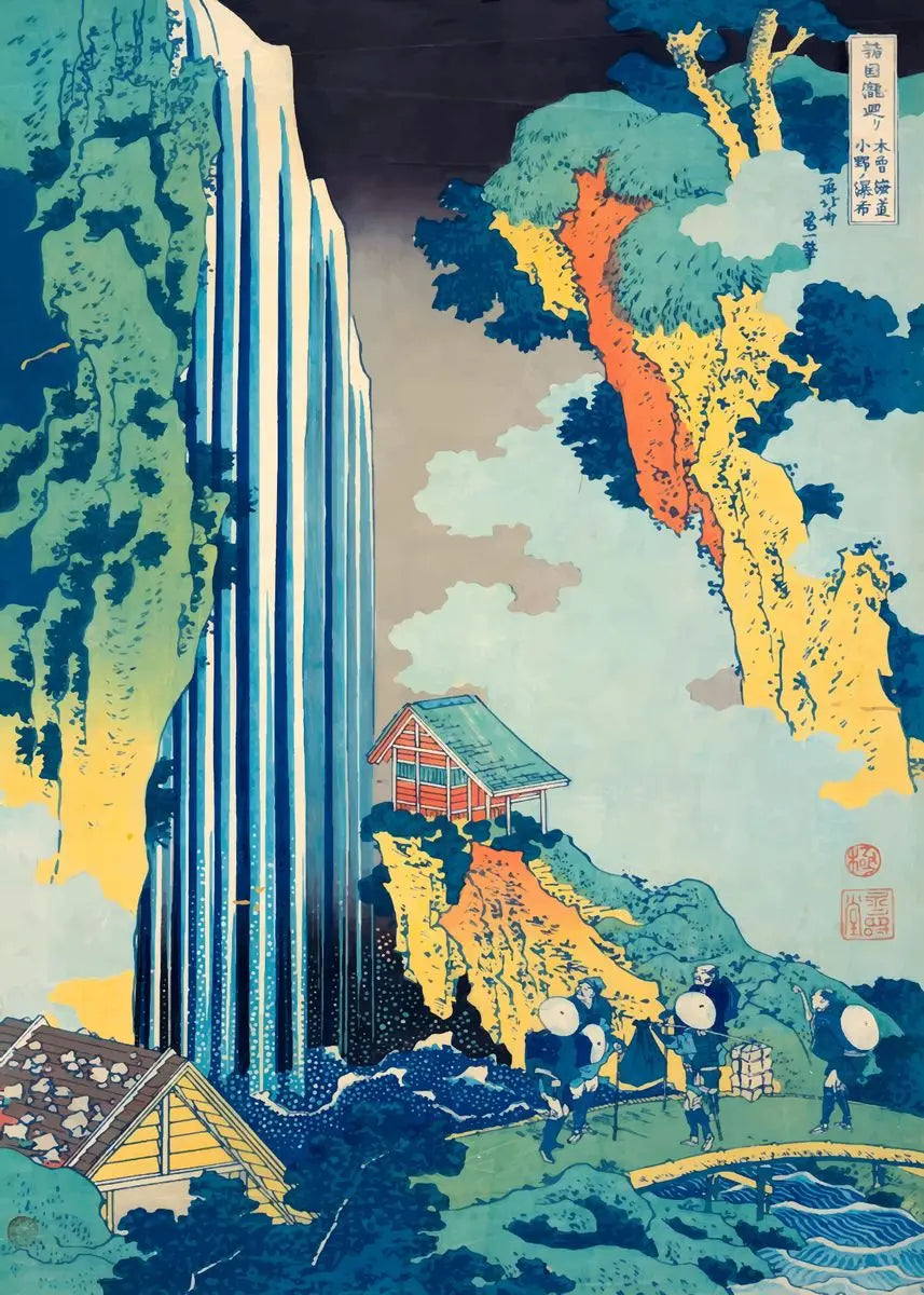 Hokusai Japanese Waterfall Ukiyo-e Canvas Wall Art Poster Canvas Wall Art Peaceful Pleasures Health and Wellness DM41-9 20x30cm Unframed
