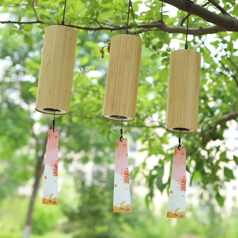 Chord Wind Chimes Japanese Hand Crank Retro Bamboo Meditation Sound
