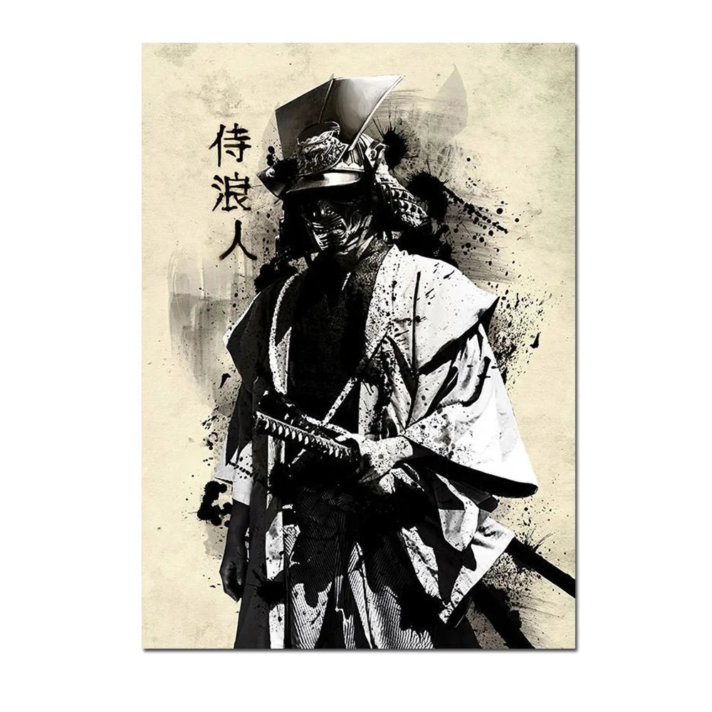 Japanese Samurai Canvas Wall Art | Unframed Poster Print