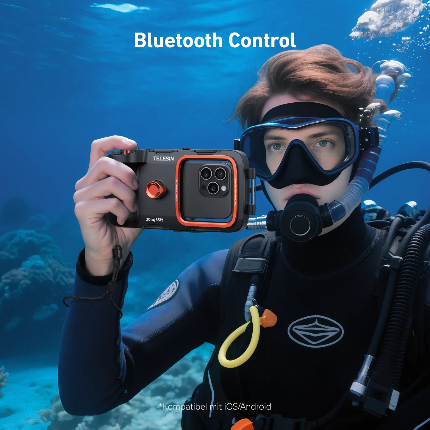 TELESIN Diving Waterproof Phone Camera Shoot Hand Grip Phone Case Holder Shooting Aid Remote Control Handle for Smart Phone Peaceful Pleasures Health and Wellness