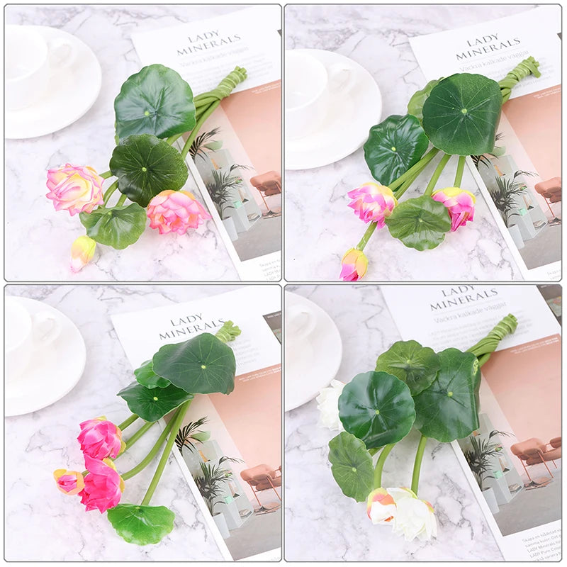 Artificial Silk Lotus Water Lily Flowers – Home Decor Bouquet