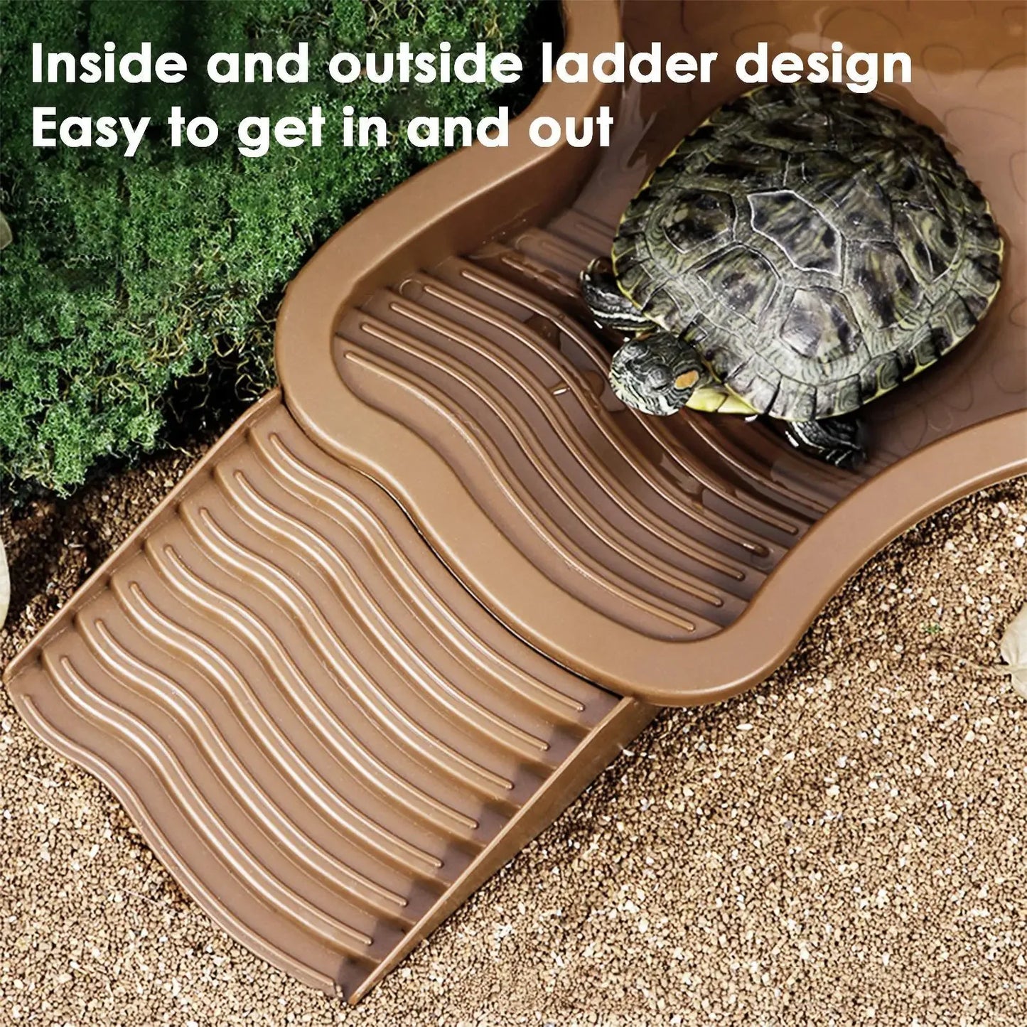 Reptile Bathing Pool with Ramp | Turtle Soaking Tub & Water Bowl